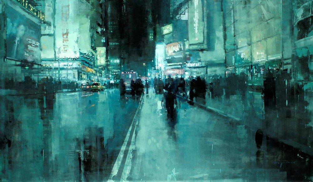  7th Avenue Night - 35 x 60 inches - Oil on Panel - 1/2013 