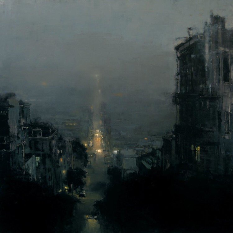  A Night Under Fog - 36 x 36 inches - Oil on Panel - 11/2009 