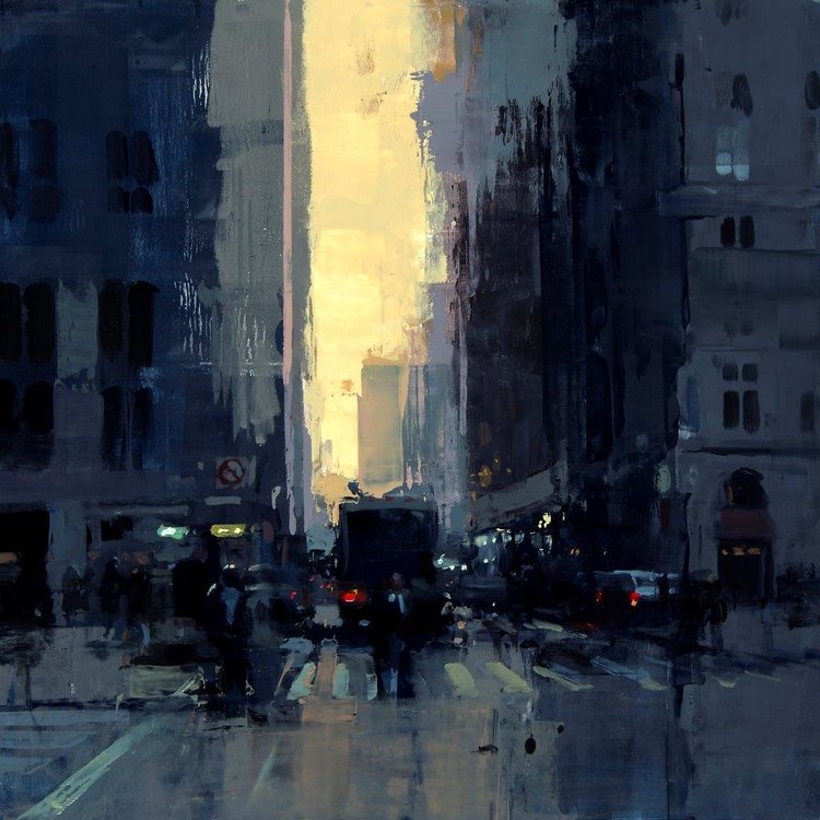  New York Sunset No. 2 - 12 x 12 inches - Oil on Panel - 2/2015 