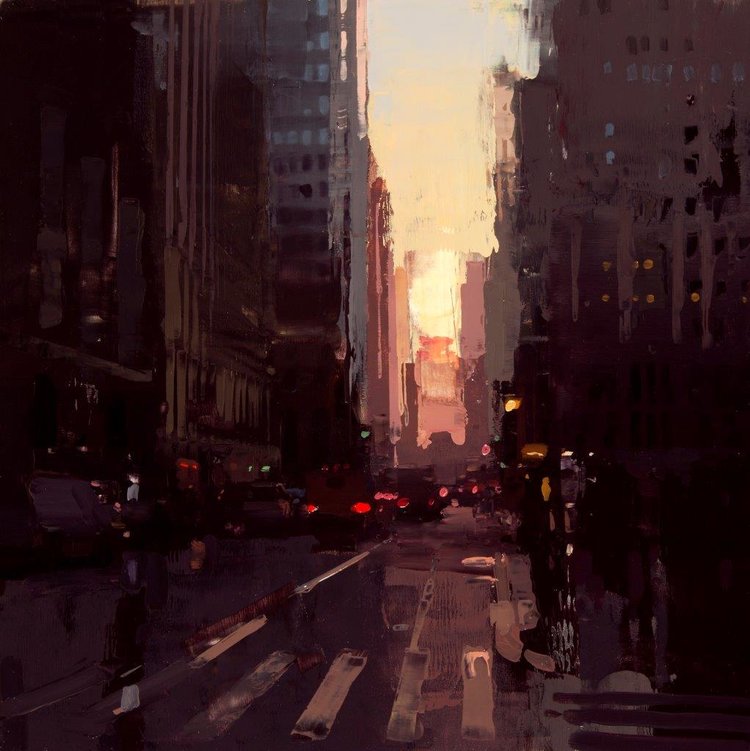  New York Sunset No. 1 - 12 x 12 inches - Oil on Panel - 2/2015 