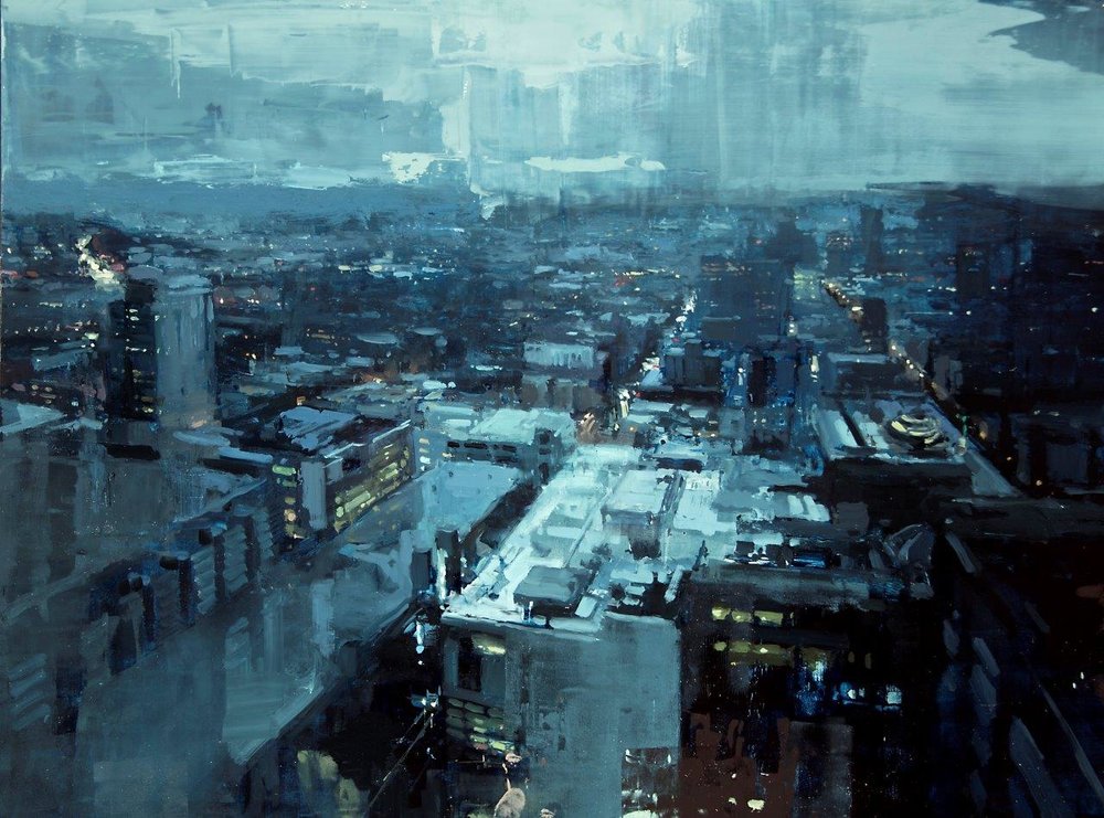  Within the Storm above the City - 18 x 24 inches - Oil on Panel - 1/2015 