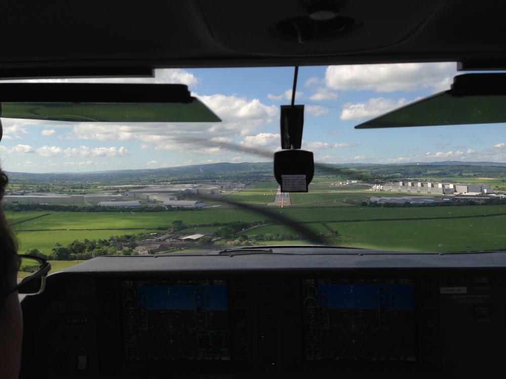 Final approach into Runway 22 at Hawarden Airport (EGNR), Chester, the airfield where both myself and my flight partner flew from in the early days of our flight training. 