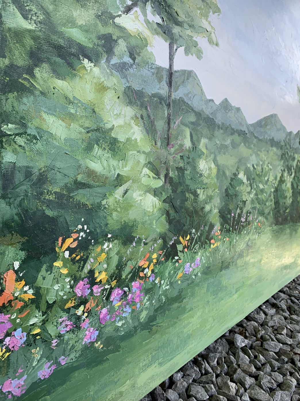 Finishing touches to a landscape commission.