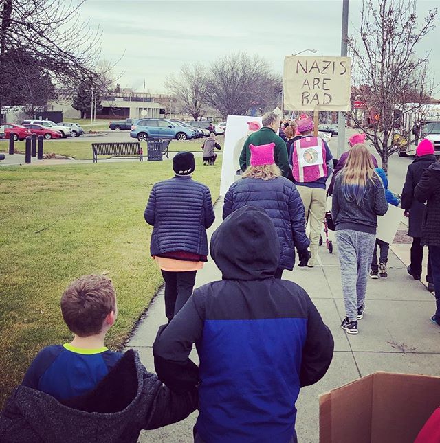Marching at the women’s march earlier this afternoon.