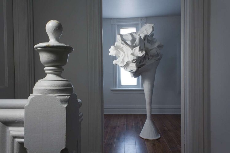 Meredith' snider untitled the series sculpture photography plaster fake flowers cement in x in.