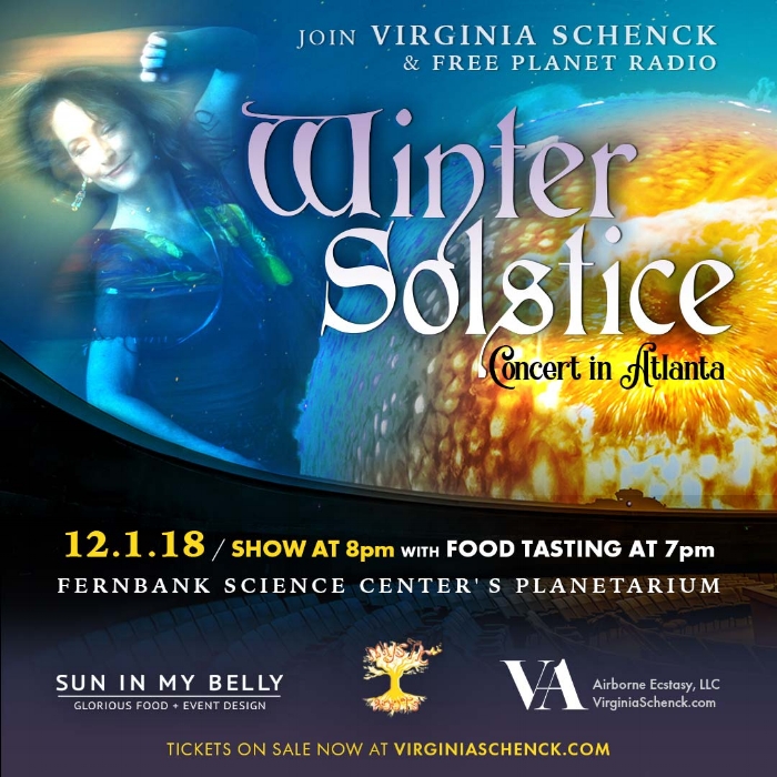 Celebrating the Winter Solstice is about embracing the dark and allowing the light. Join me under the stars of Fernbank's Planetarium, 3rd largest in the US. World jazz trio, Free Planet Radio, from Asheville, NC joins me. Free Food Tastings by Sun in My Belly and Mystic Roots.
