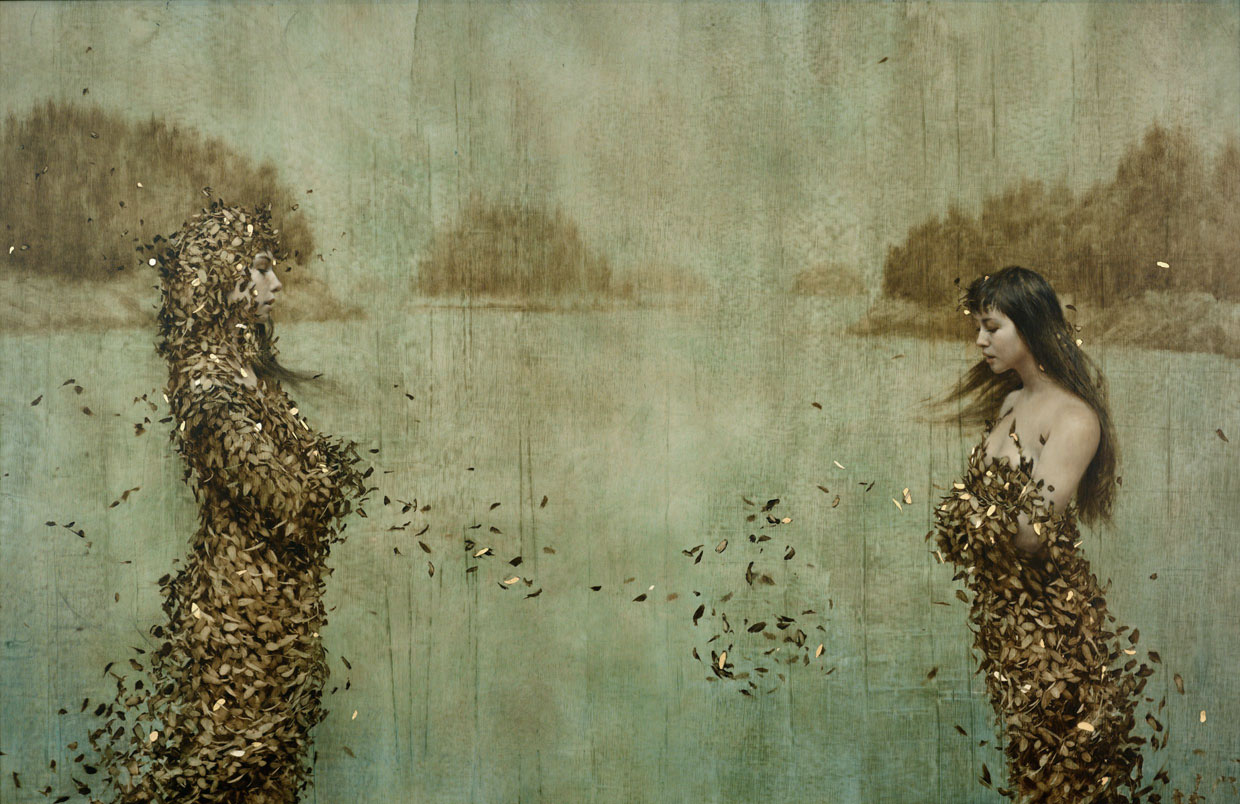   Islands , 2012. Oil and gold on linen.&nbsp;30 x 50 inches. Private collection. Beautiful Oil and Gold Leaf Painting by Brad Kunkle #artpeople