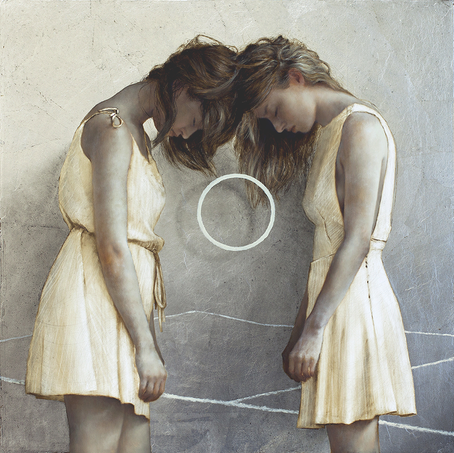   Eclipse , 2015. &nbsp;Oil and silver on wood. &nbsp;16 x 16 inches.&nbsp; Beautiful Oil and Gold Leaf Painting by Brad Kunkle #artpeople