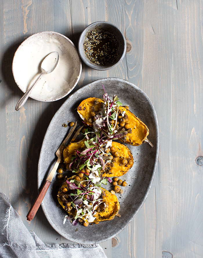 twice baked delicata squash + crispy za'atar roasted chickpeas | what's cooking good looking