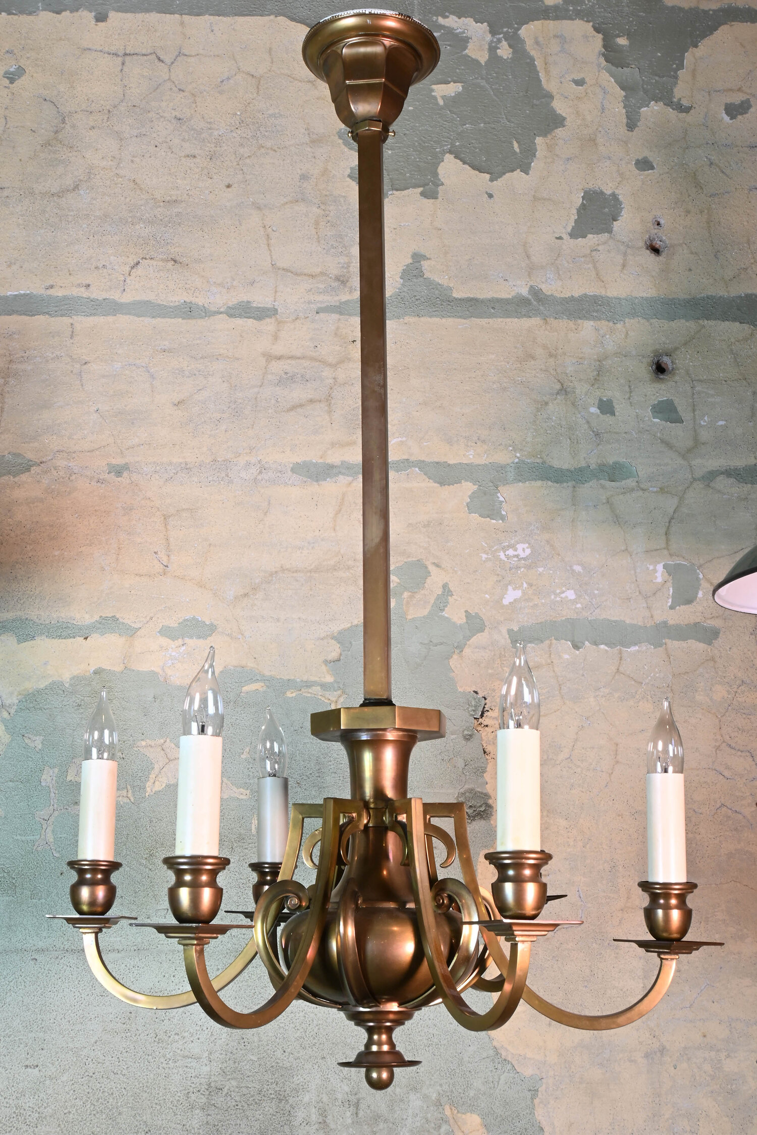 6 candle brass chandelier with a touch of class — ARCHITECTURAL ANTIQUES