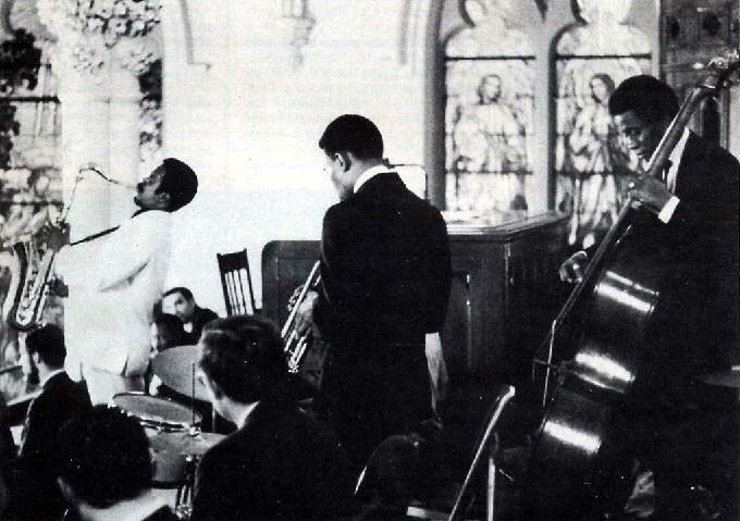Albert Ayler, Don Ayler, & Richard Davis at the funeral of John Coltrane