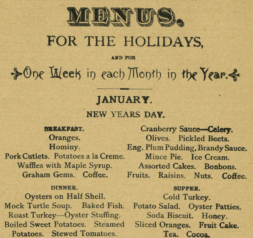 New Year's Day Menu 1901 — Liz Leines