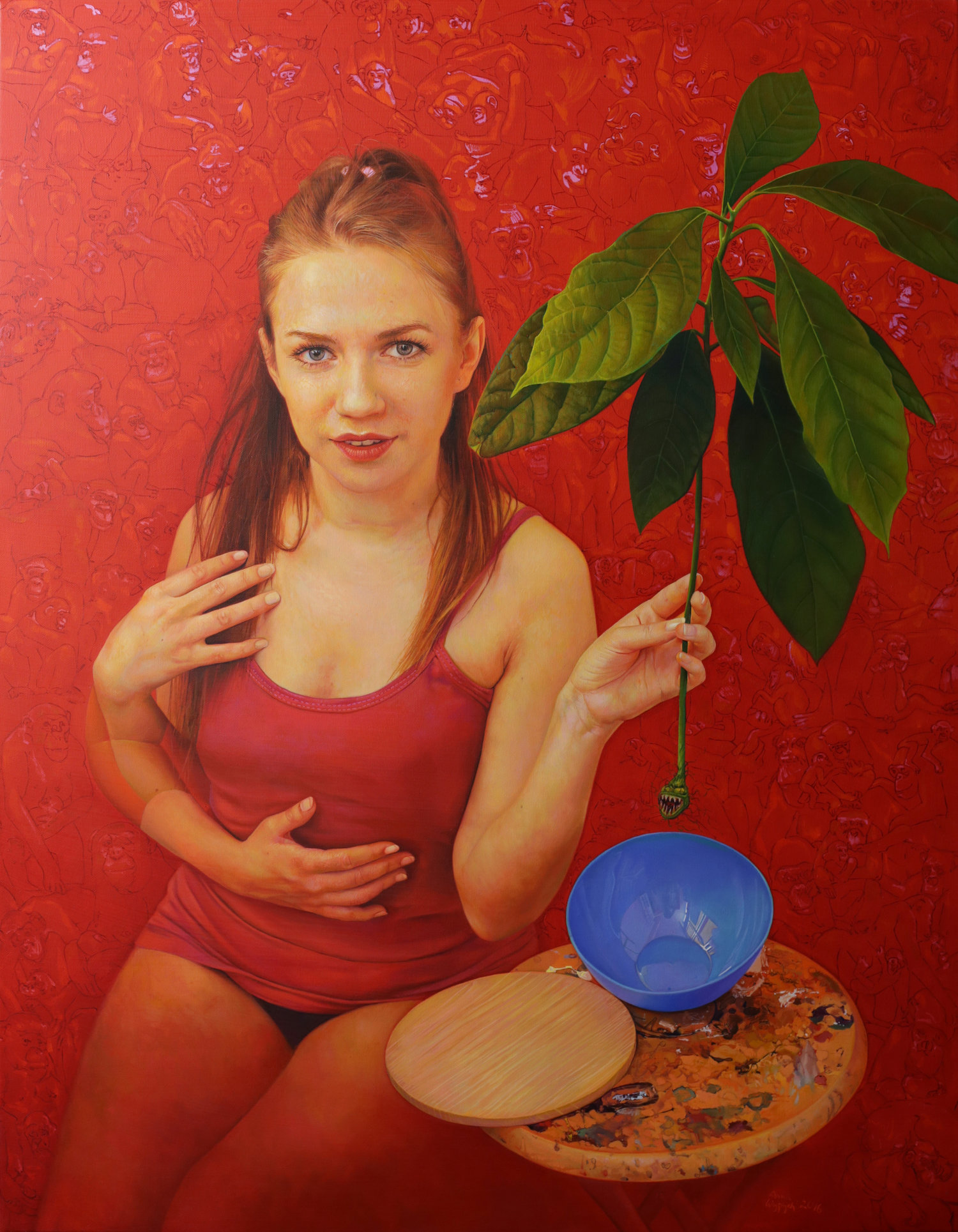Anna Wypych  |  Red  |  Oil on canvas  |  35 ½ x 27 ½ inches or 90 x 70 cm