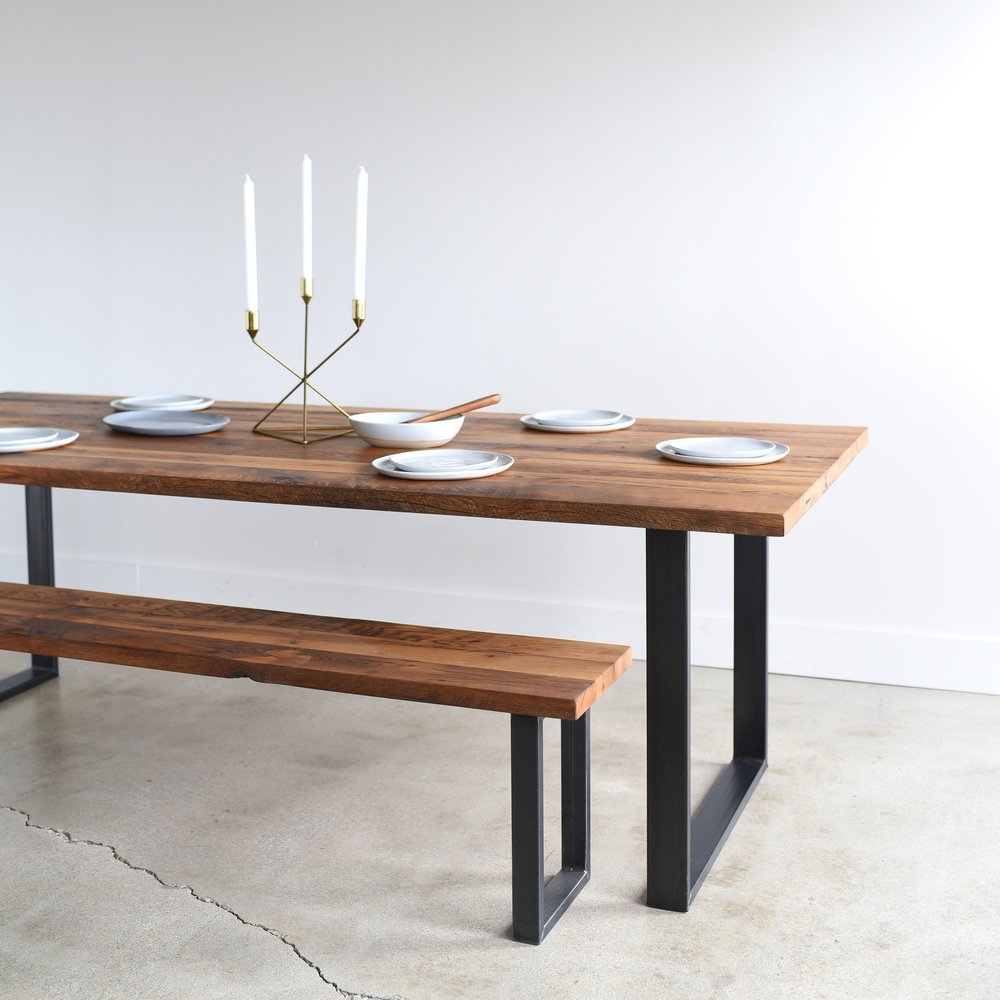 Industrial Modern Dining Table / U-Shaped Metal Legs ...