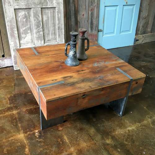 Square Modern Reclaimed Wood Coffee Table In Stock What We Make