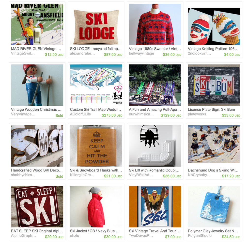 Some goodies I found related to skiing on Etsy