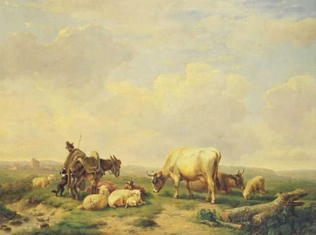 Herdsman and Herd Canvas Print