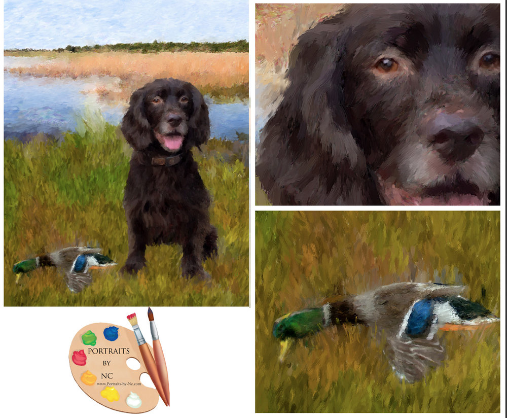 Detail shots of Duck Hunting Painting