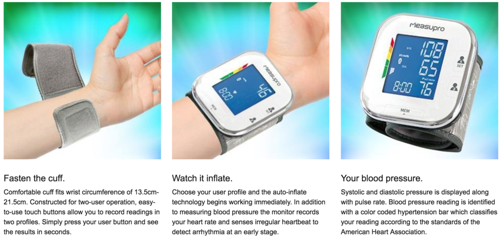 Measure Pro Portable Wrist Blood Pressure Monitor