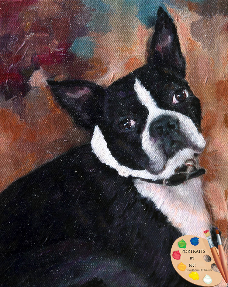 Boston terrier painting
