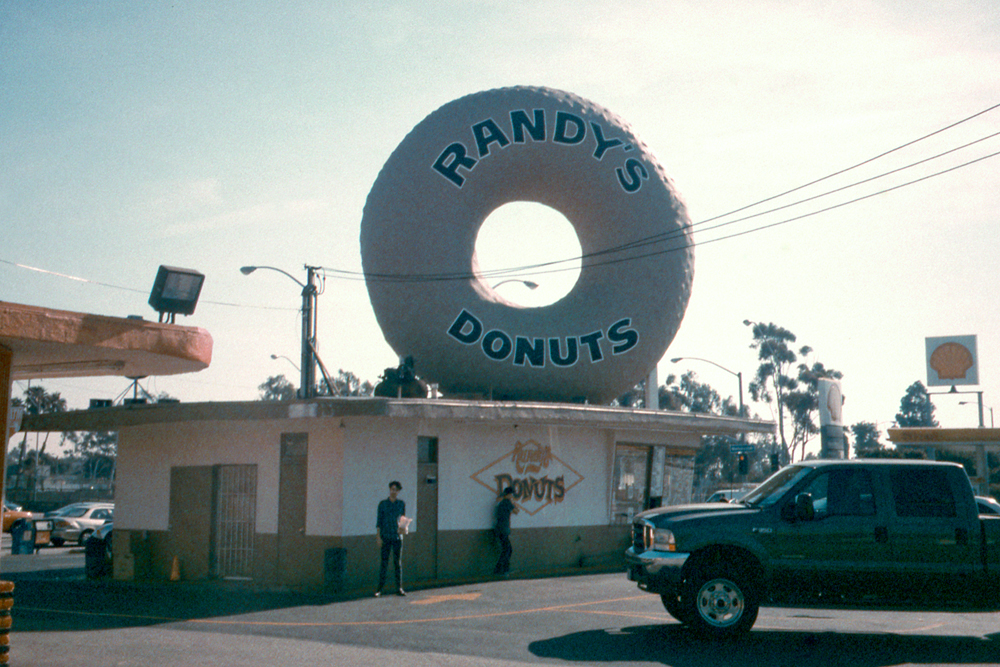 Grandma and I at Randy's Donuts in Los Angeles, 2013