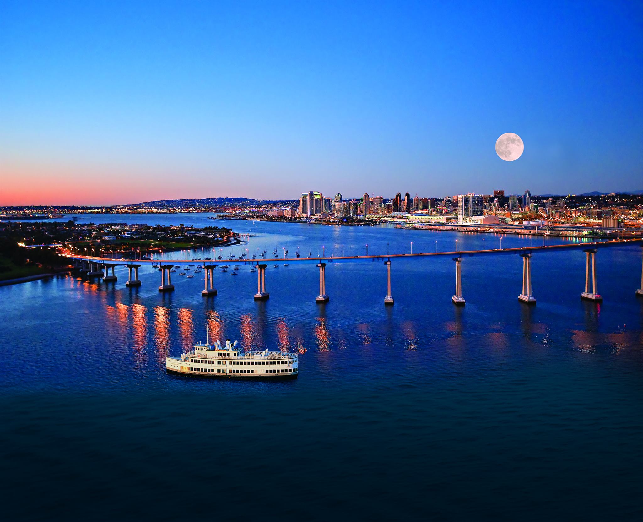 A beautiful Full Moon in San Diego Bay