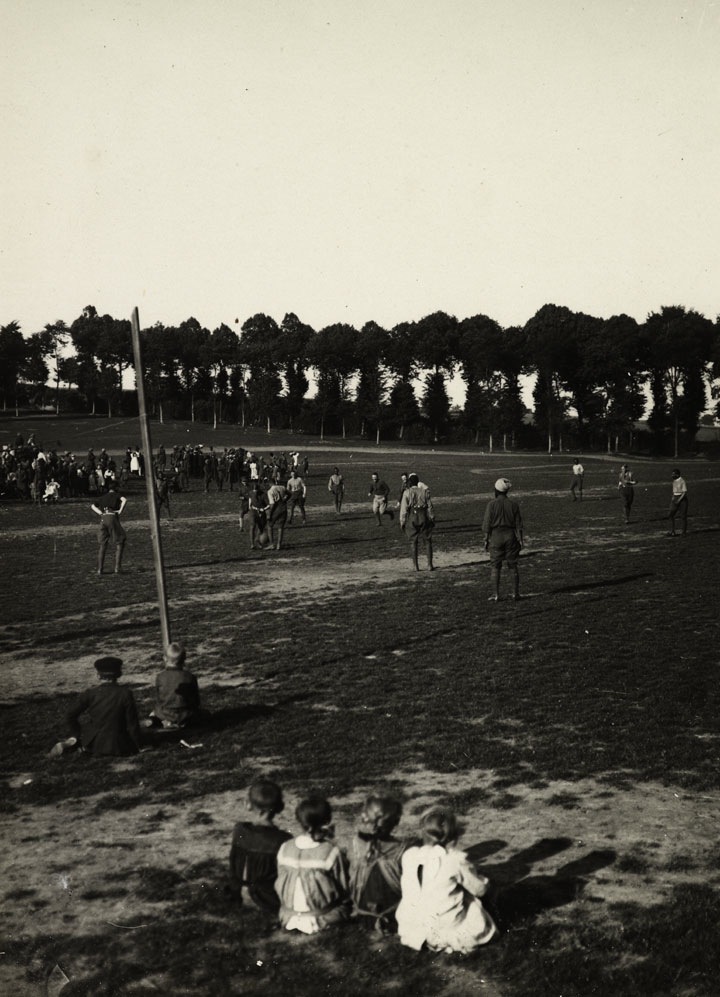  &nbsp;"Indian soldiers did not fight as a separate army, but alongside British units, which led to a certain amount of social interaction. These contacts were fostered by the common experience of the horrors of trench warfare. Pictured above, are the 3rd Horses regiment playing football against the 18th Lancers in July 1915, with a group of French children looking on." (Caption and picture from the online archives of the British Library.) 