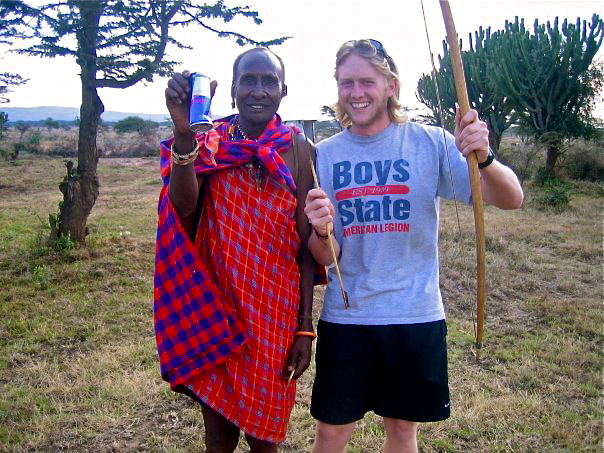  Bow and arrow competition with Maasai Tribe Chief. Target was a Redbull can 