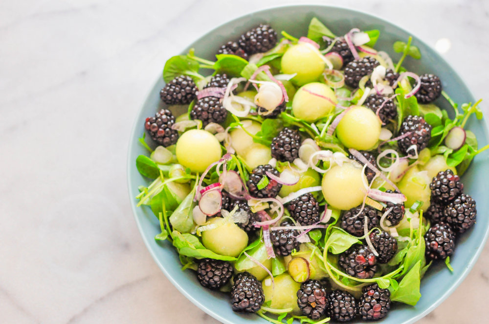 Vegan Honeydew Melon & Blackberry Salad (summer salad, vegetarian, gluten free, healthy) | This Healthy Table
