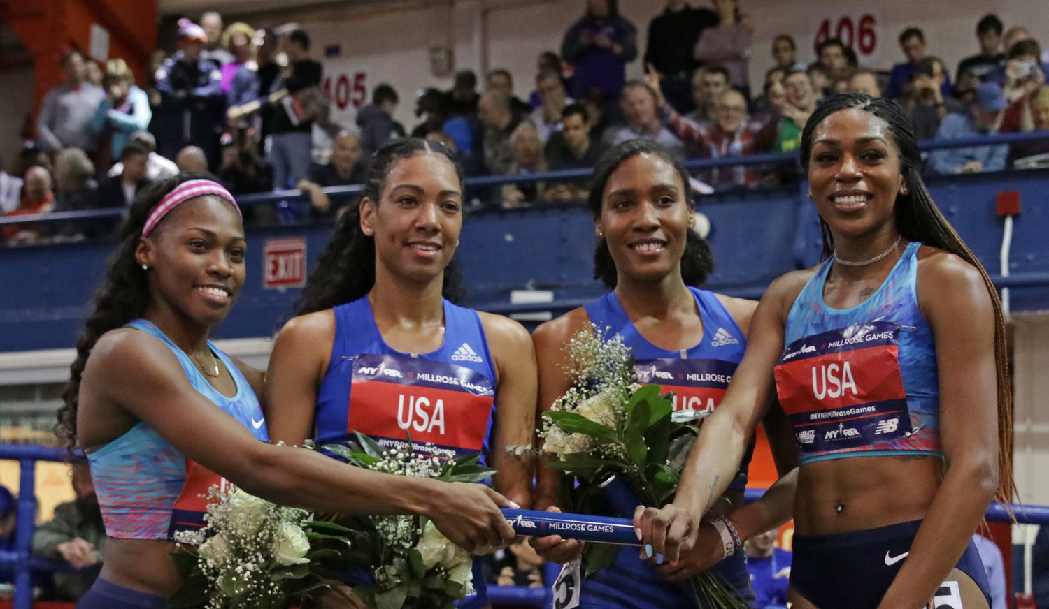 Women’s 4x800 sets World Record: Chrishuna Williams, Charlene Lipsey, Ajee’ Wilson and Raevyn Rogers.