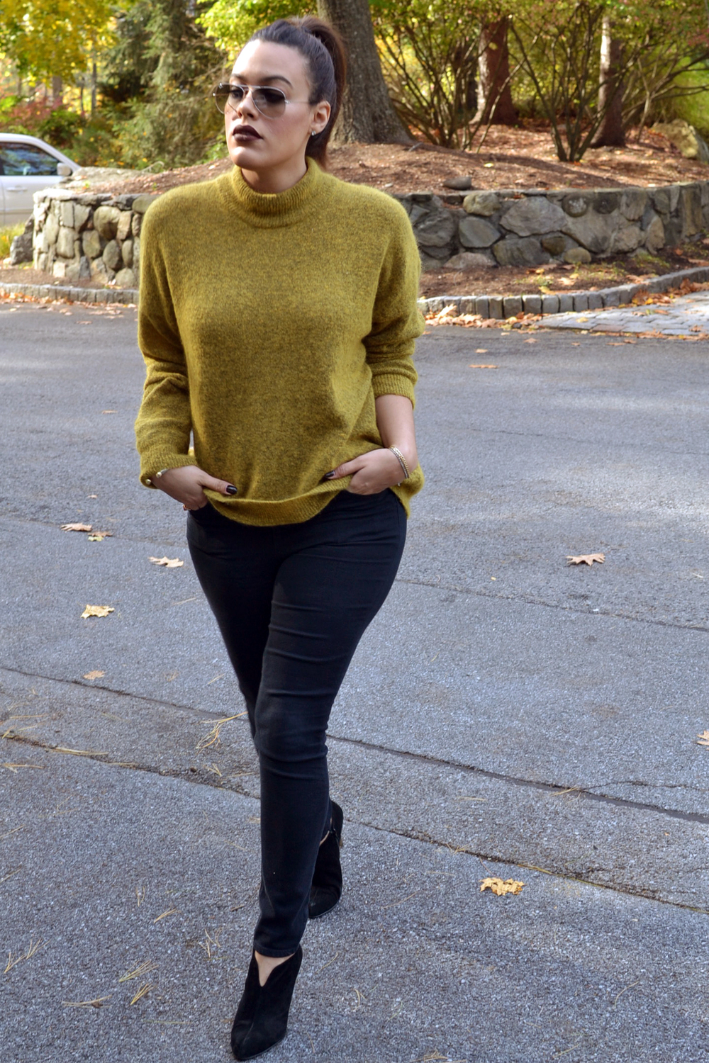 How to Wear: H&M Mustard Yellow Sweater   Mango Wool Cape — Style ...