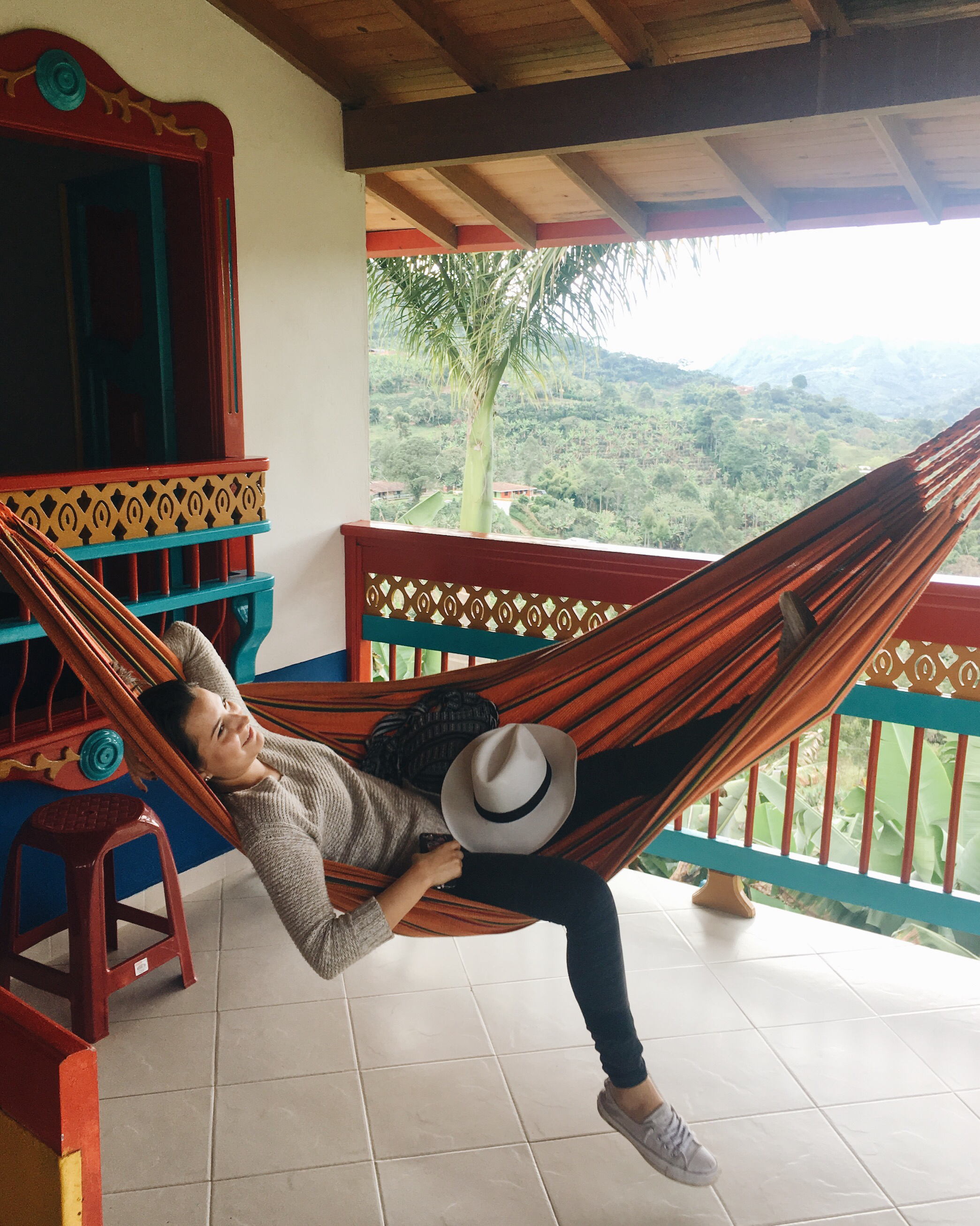  My lovely Colombian amiga Laura relaxing in a hammock at the finca in Jardín. 