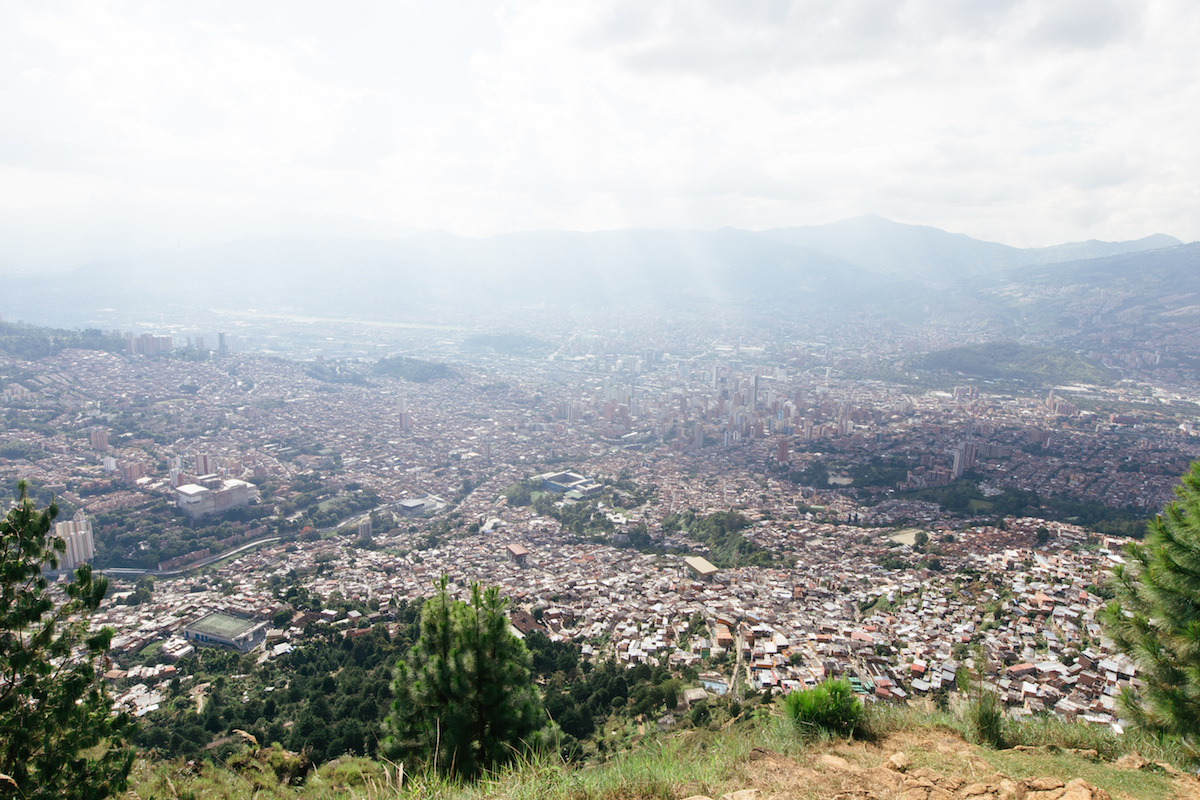  City view of Medellín from a mountainside trail. 