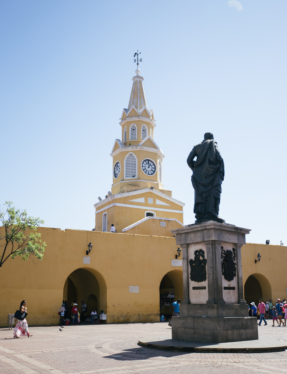 The Clock Tower sits at the main entrance of the wall surrounding the historical core of Cartagena. 