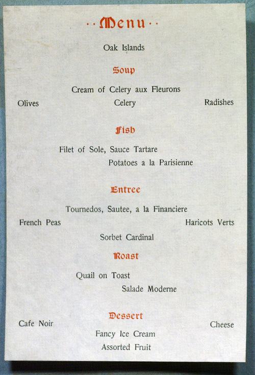 Camera Club of New York, Third Annual Dinner, 1899, menu inside detail