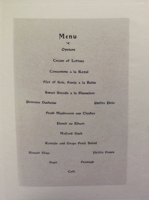 The Seventh Annual Dinner, The Camera Club. Inside menu left.
