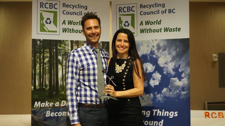  Grant Meek, Director of Finance, and Angela Hamilton from Quupe at the Recycling Conference of BC (photo credit: Quupe) 