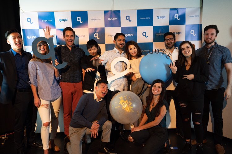  Quupe's co-founders, team members, current interns, and a couple of investors at the Quupe spring party in April (photo credit: Quupe) 