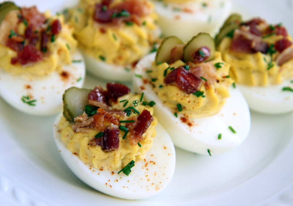 Image result for deviled eggs with bacon