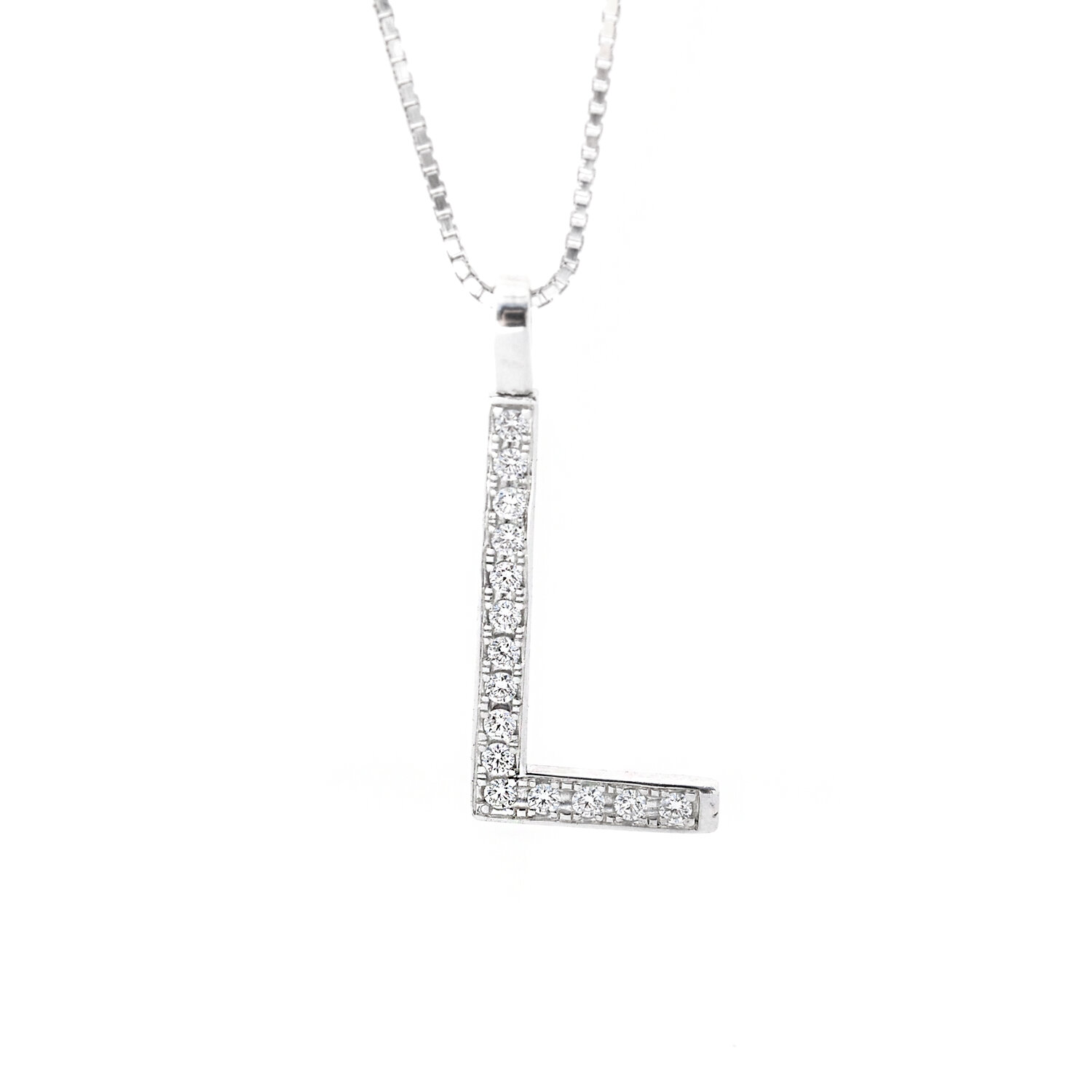 Diamond Pavé Initial Dangle Pendant Necklace