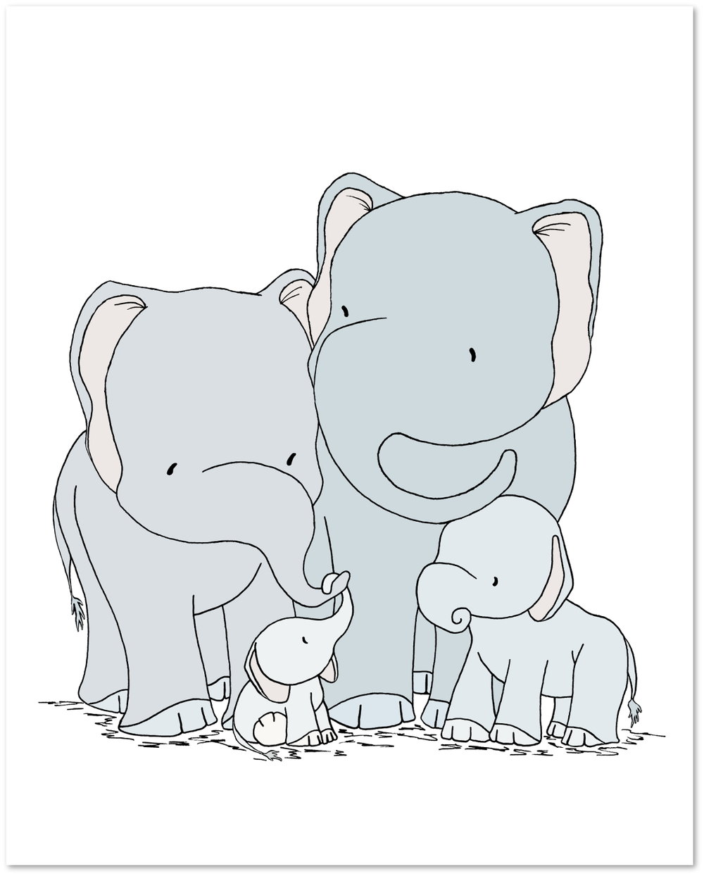 Elephant Nursery Art - Elephant Family of Four — Sweet ...
