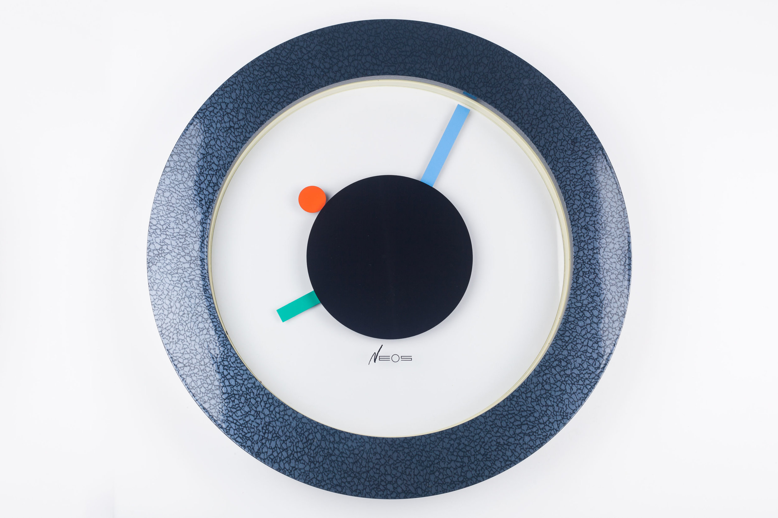 MEMPHIS WALL CLOCK, BLUE, GREEN, RED, DU PASQUIER &amp; SOWDEN X NEOS, ITALY, 1980S