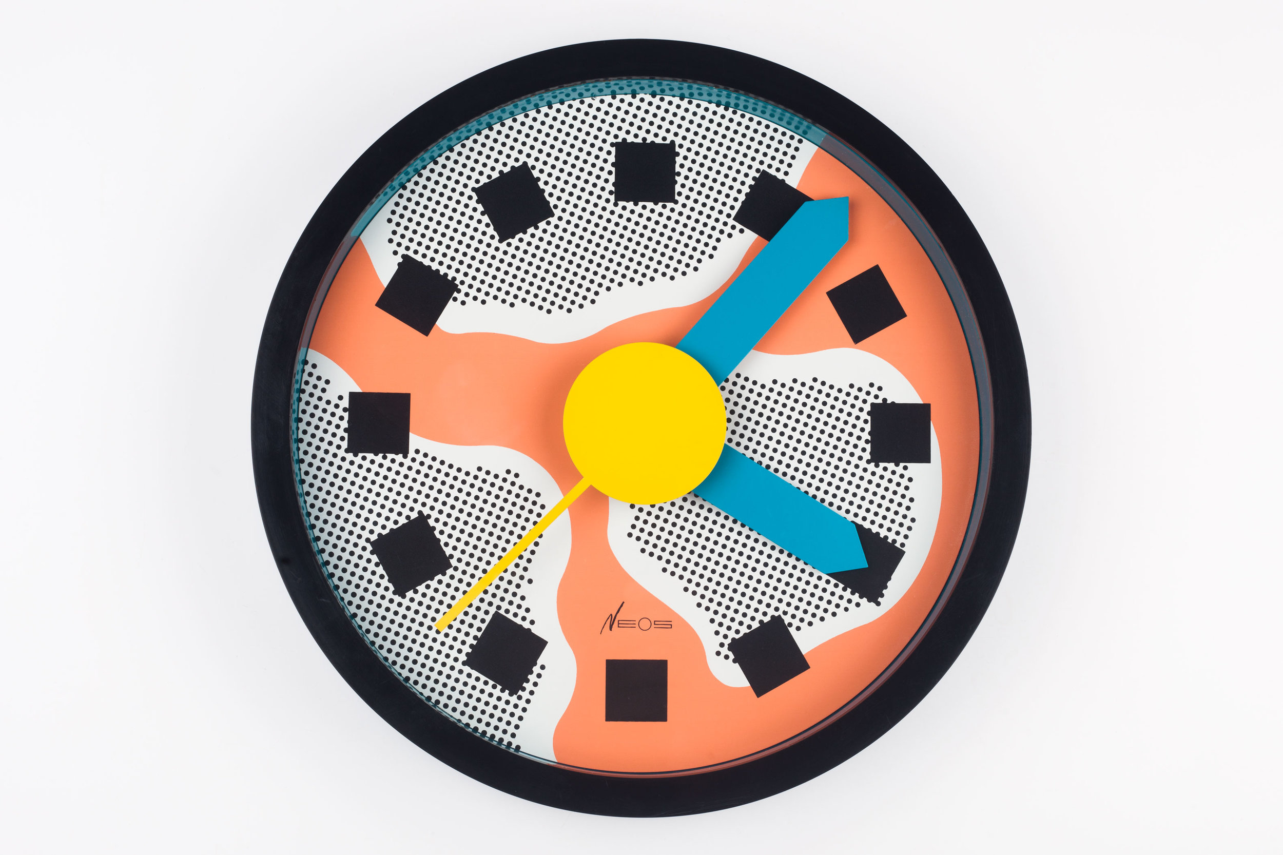 MEMPHIS WALL CLOCK, DU PASQUIER AND SOWDEN FOR NEOS, POP ART STYLE, ITALY, 1988