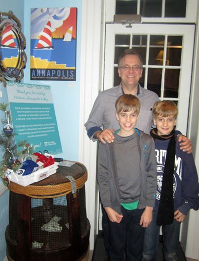 Joe Barsin with his sons, Robby and James, at the Annapolis Museum Store.