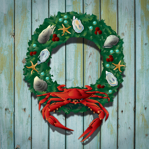 The inspiration! Our Holiday Crab Wreath.