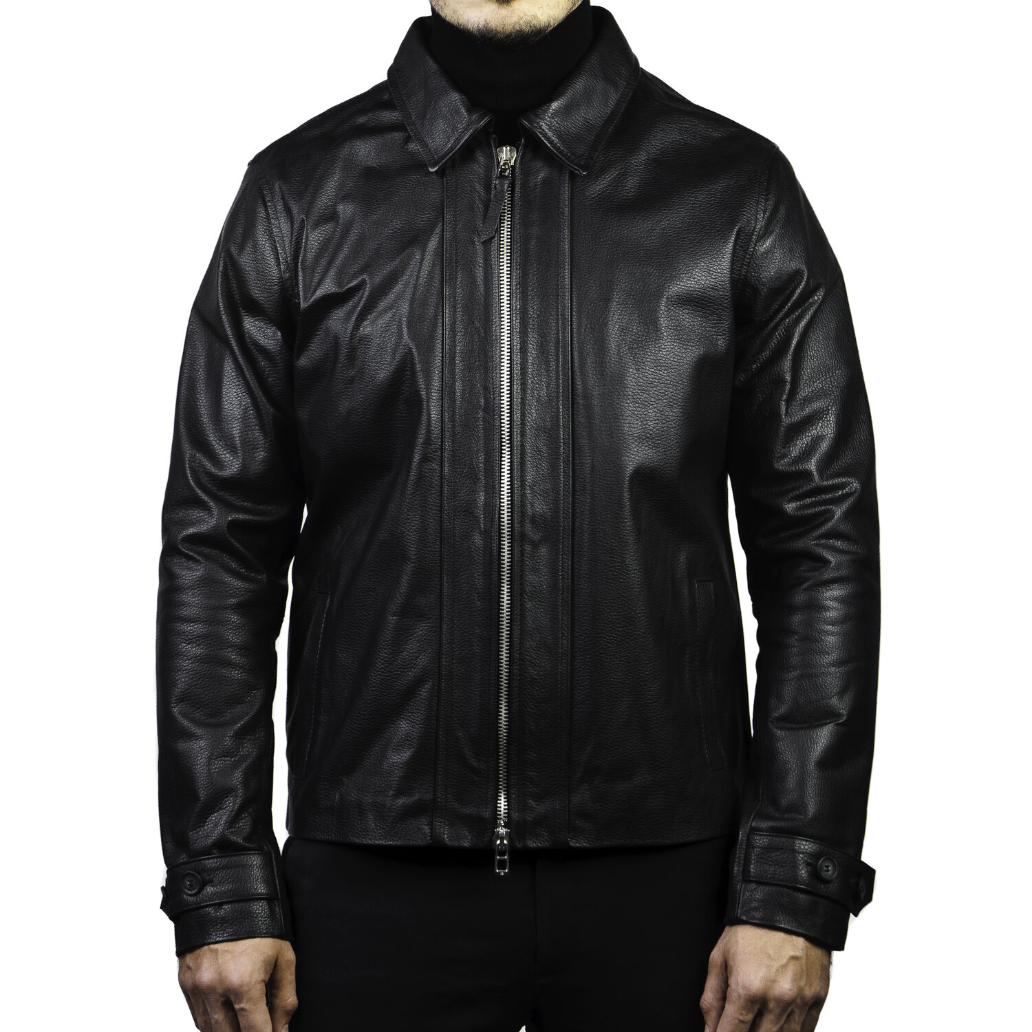 The Gaspar Leather Lumber Jacket in Black — J.L. Rocha Collections