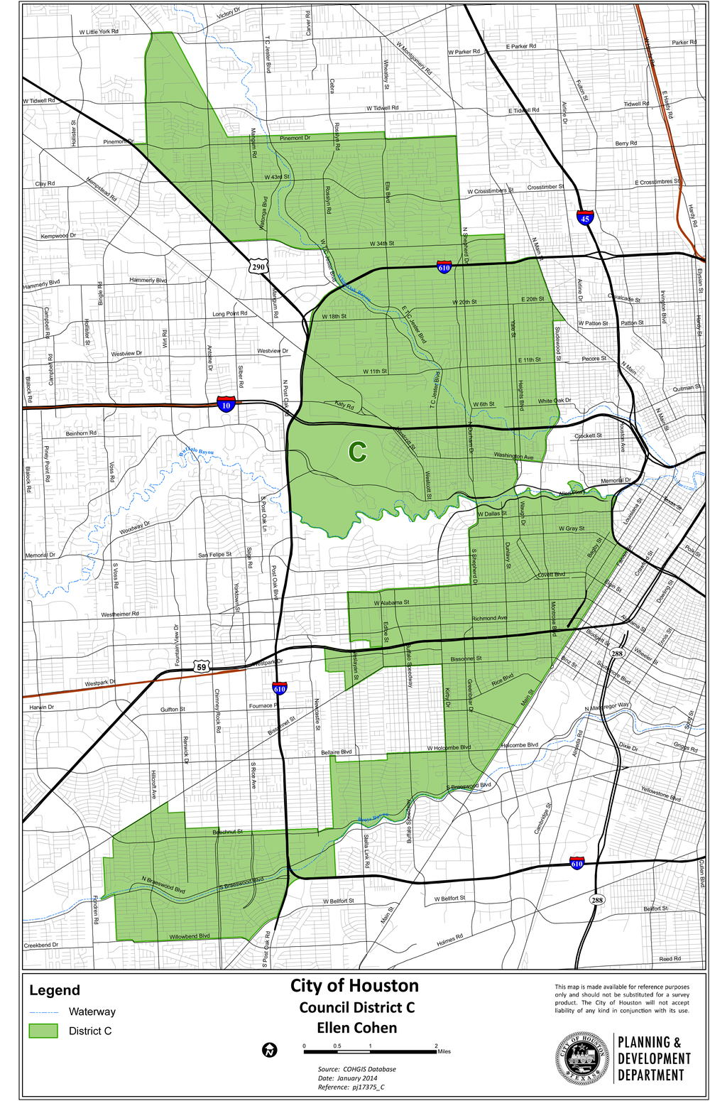 Image result for houston city council map district c