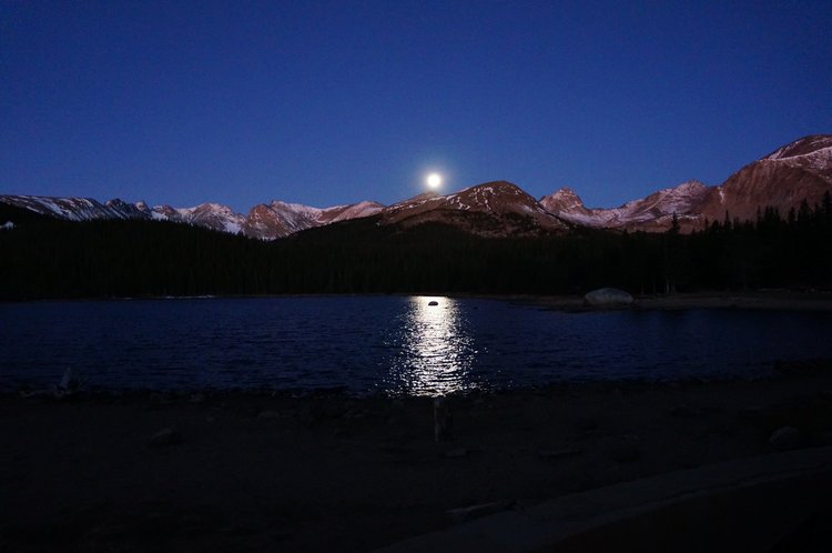 "MOONSET OVER THE INDIAN PEAKS, COLORADO" TAKEN BY WISE OWL LAWRENCE