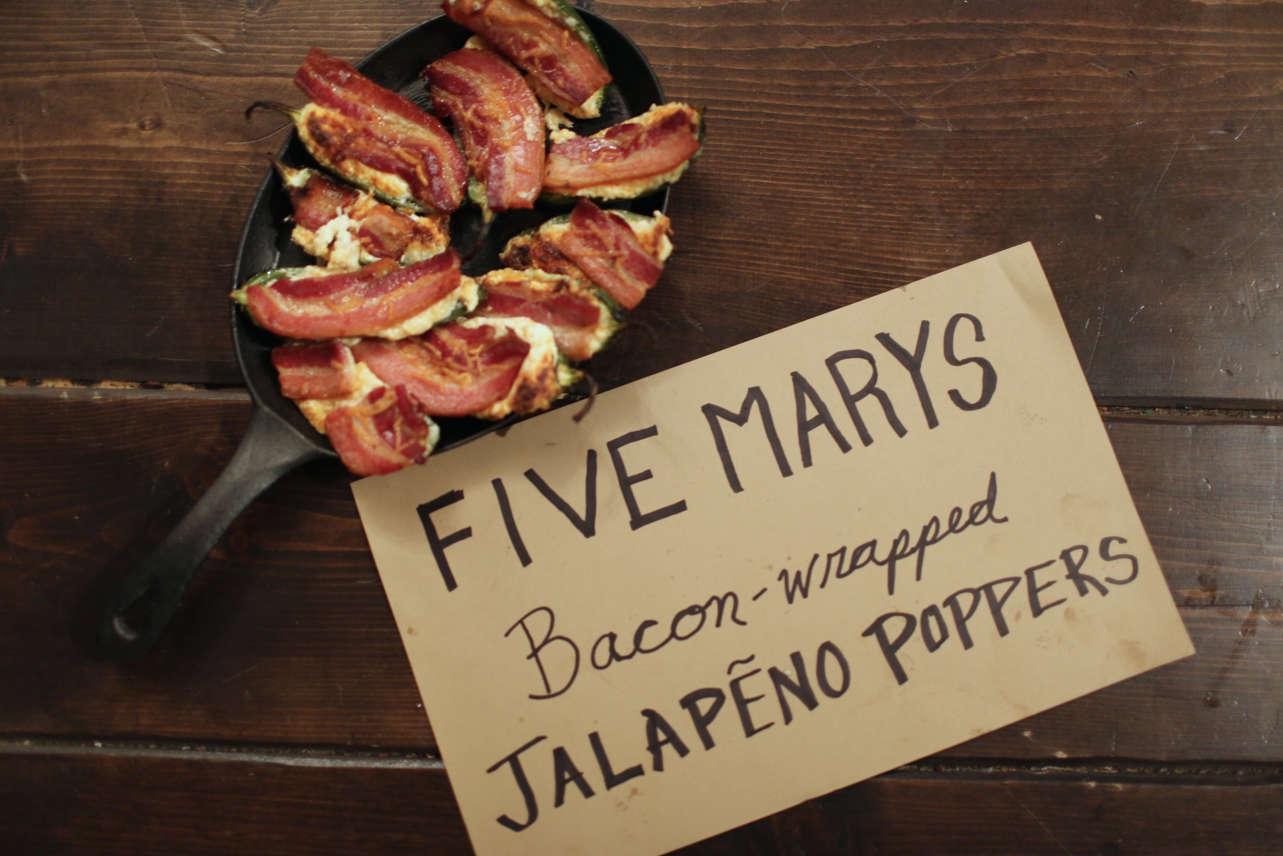 Five Marys Bacon-Wrapped Jalapeño Poppers!
