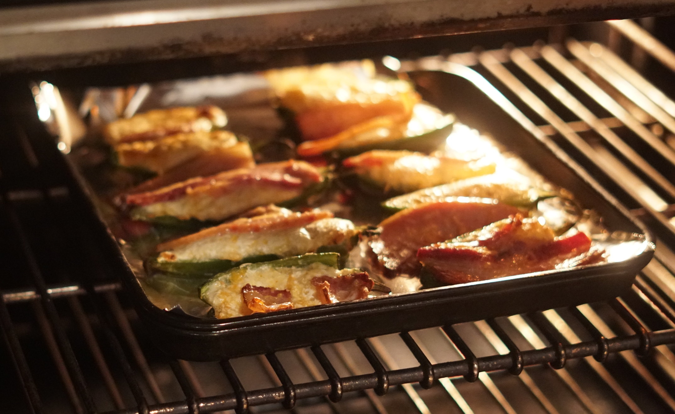 Bubbly and brown! These Five Marys Bacon Jalapeno Poppers are always a crowd pleaser!